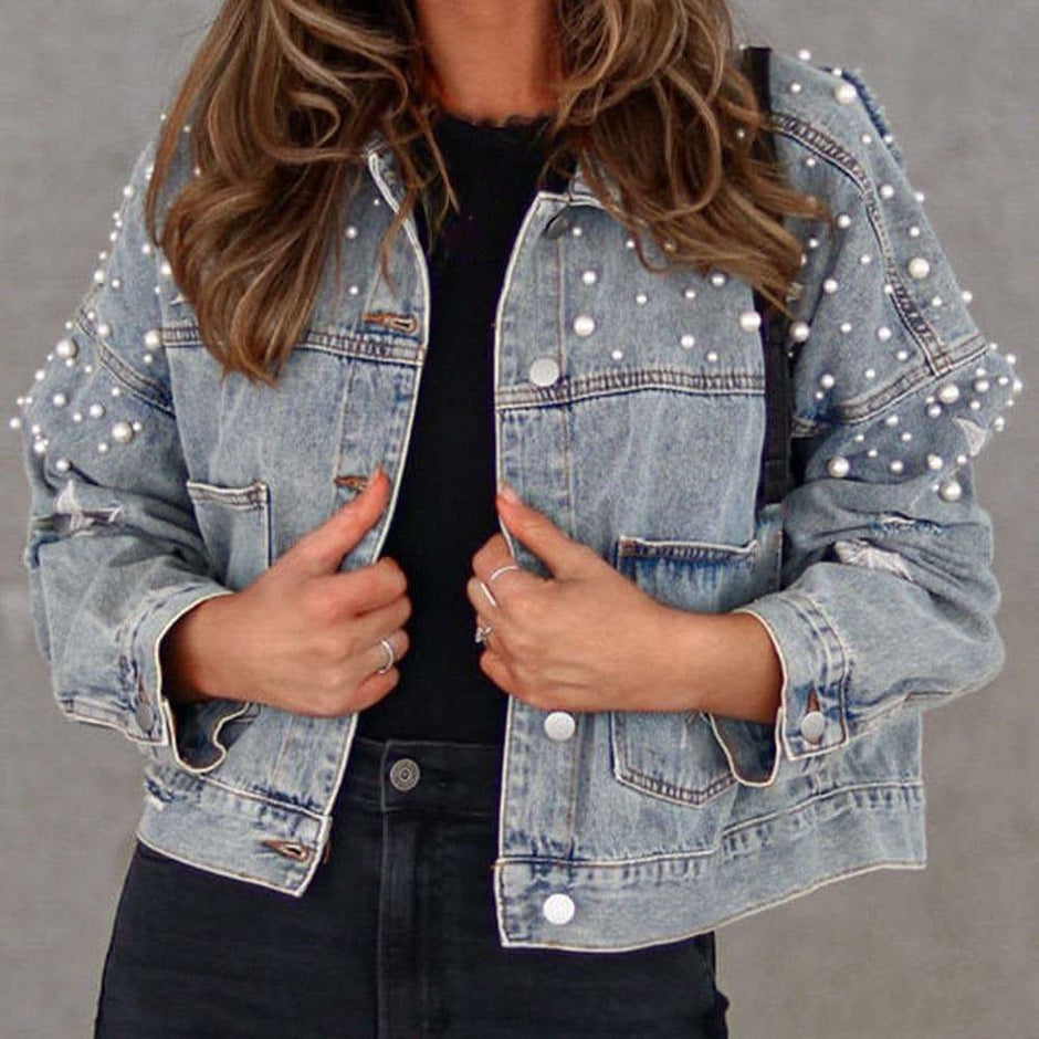 Bead Detail Denim Jacket - SwagglyLife Home & Fashion